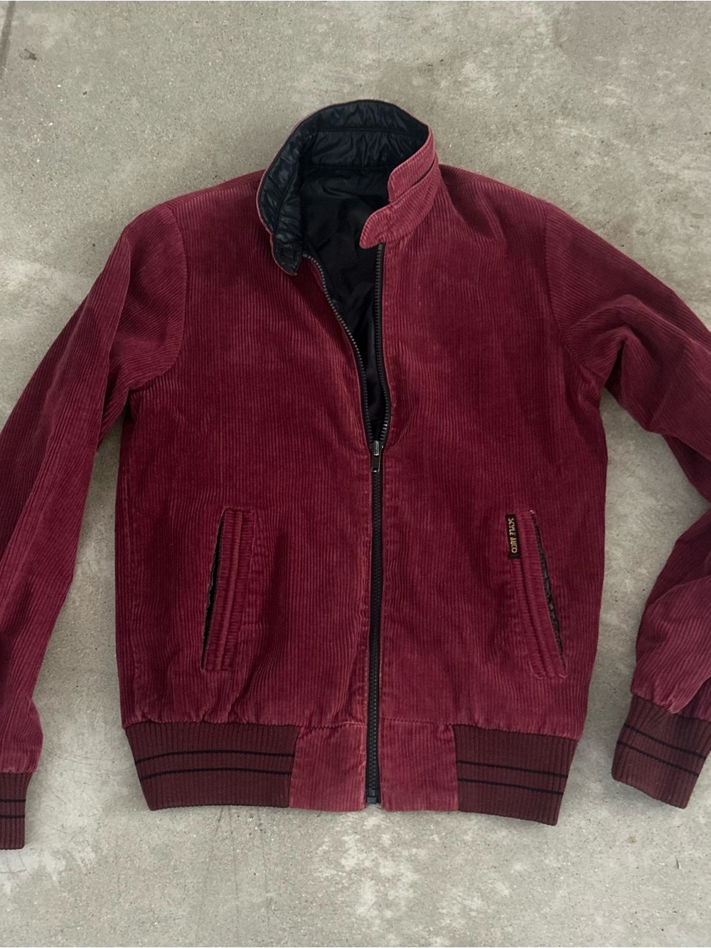 Men's Corduroy Bomber Jacket in Wine